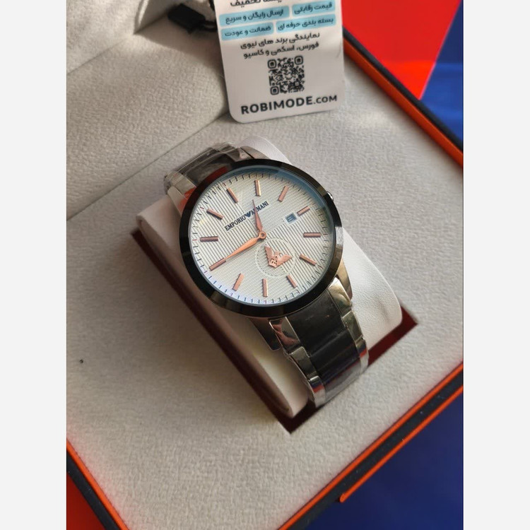 ساعت مچی مردانه امپریو آرمانی زیر ثانیه فعال EMPORIO ARMANI لوگو طلایی