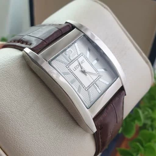 ساعت مچی مردانه لدفورت LEDFORT بند چرم قهوه ای موتور ژاپن