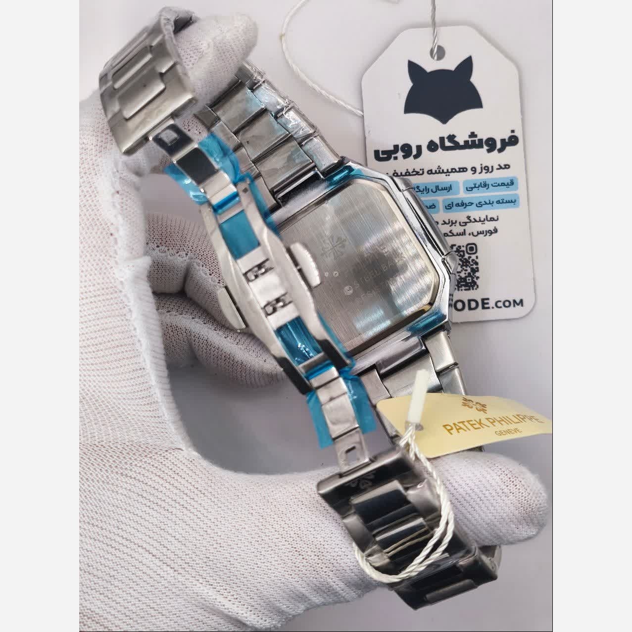 ساعت مچی مردانه پتک فیلیپ Patek Philippe ارجینال قفل مخفی نقره ای