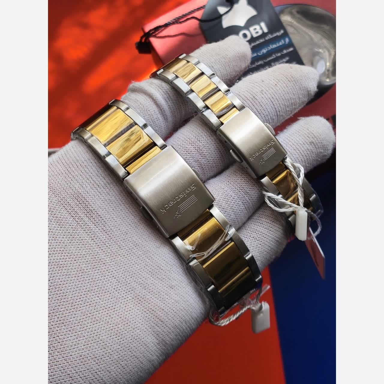 ست ساعت مچی زنانه و مردانه سویس تراک swistrack اصلی با جعبه موتور ژاپن - رگه طلایی