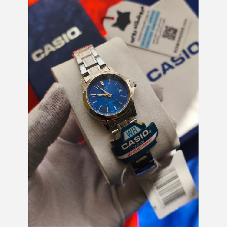 ساعت مچی زنانه کاسیو CASIO آبی موتور ژاپنی + جعبه