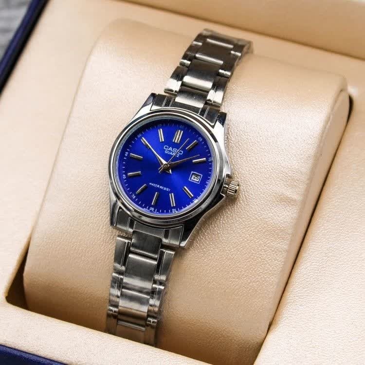 ساعت مچی زنانه کاسیو CASIO آبی موتور ژاپنی + جعبه