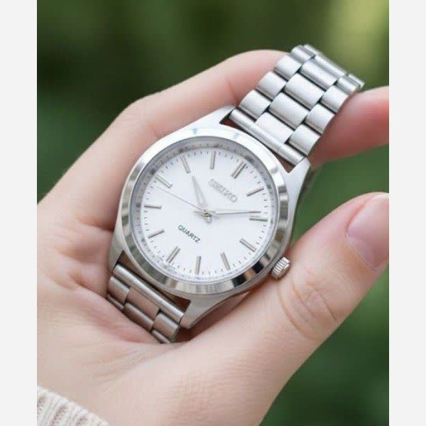 ساعت مچی عقربه ای مردانه سیکو SEIKO صفحه سفید ژاپنی