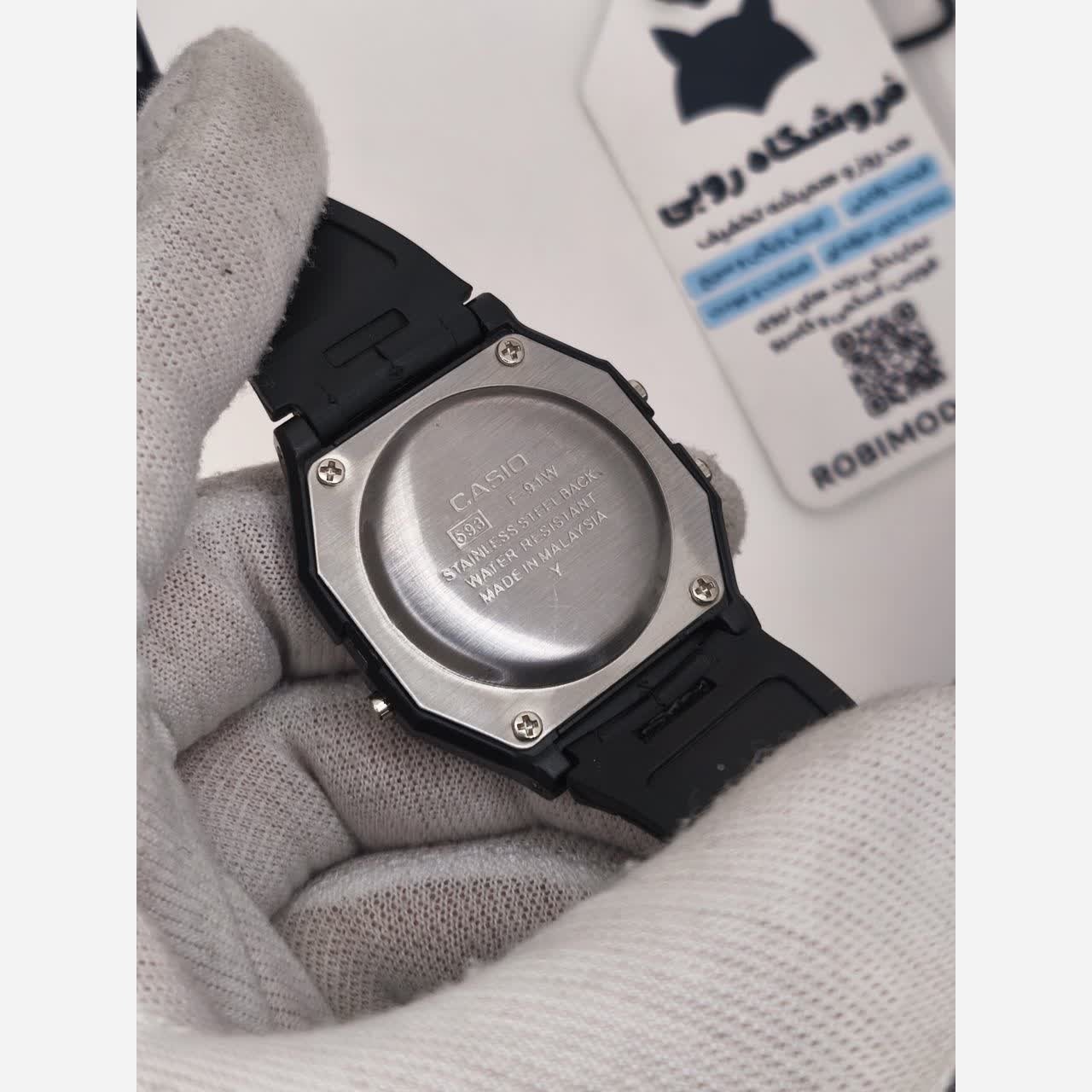 ست ساعت مچی زنانه و مردانه کاسیو CASIO F-91W-1D ساخت مالزی