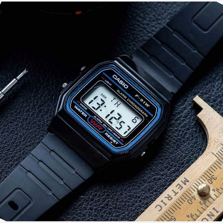 ست ساعت مچی زنانه و مردانه کاسیو CASIO F-91W-1D ساخت مالزی