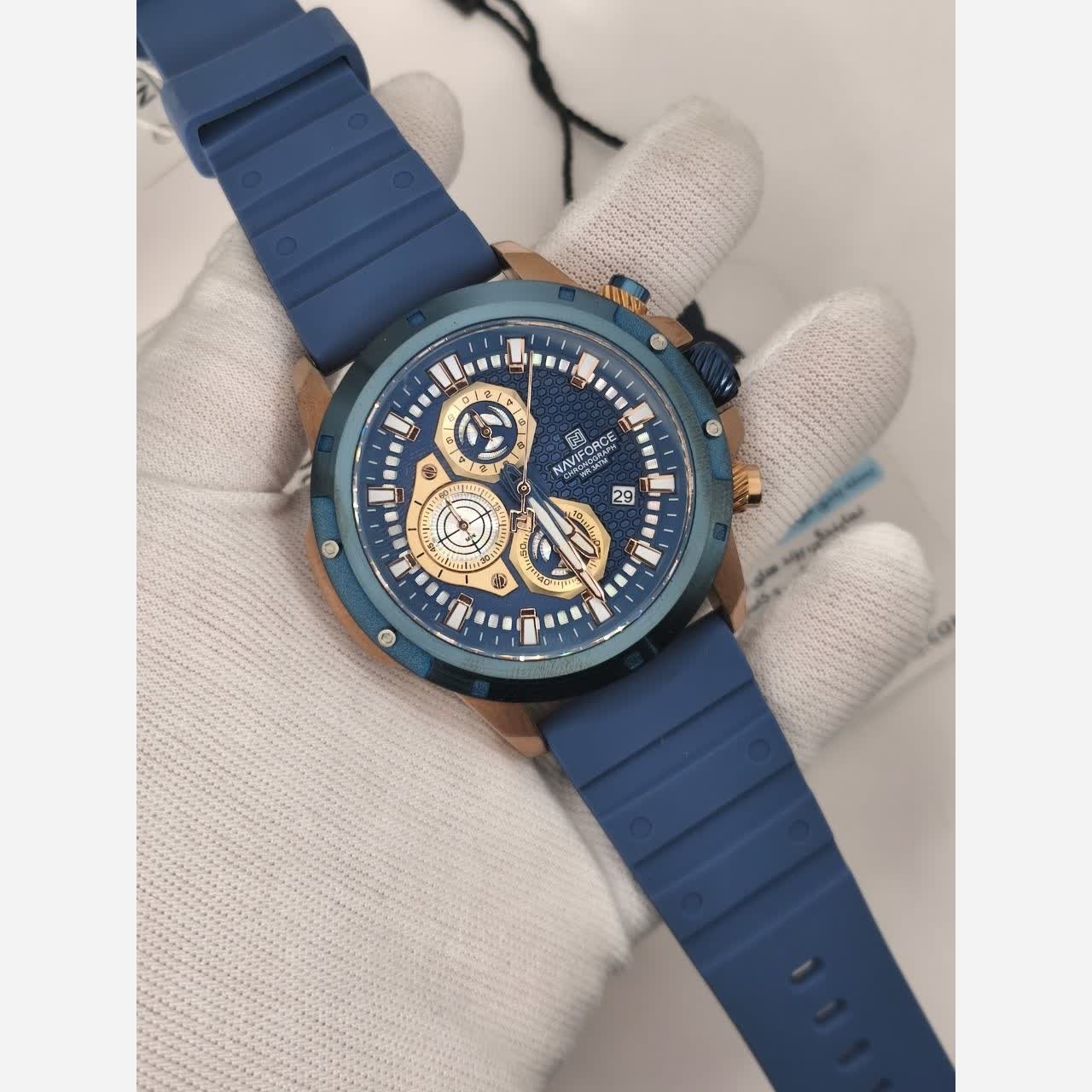 ساعت مچی کرنوگراف مردانه نیوی فورس NAVIFORCE مدل Nf8036 آبی