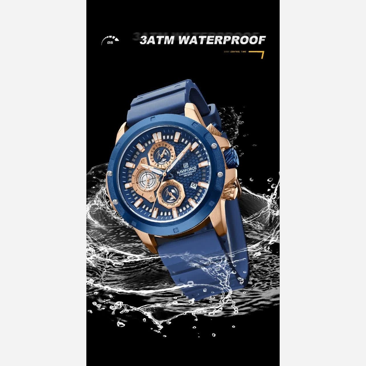 ساعت مچی کرنوگراف مردانه نیوی فورس NAVIFORCE مدل Nf8036 آبی