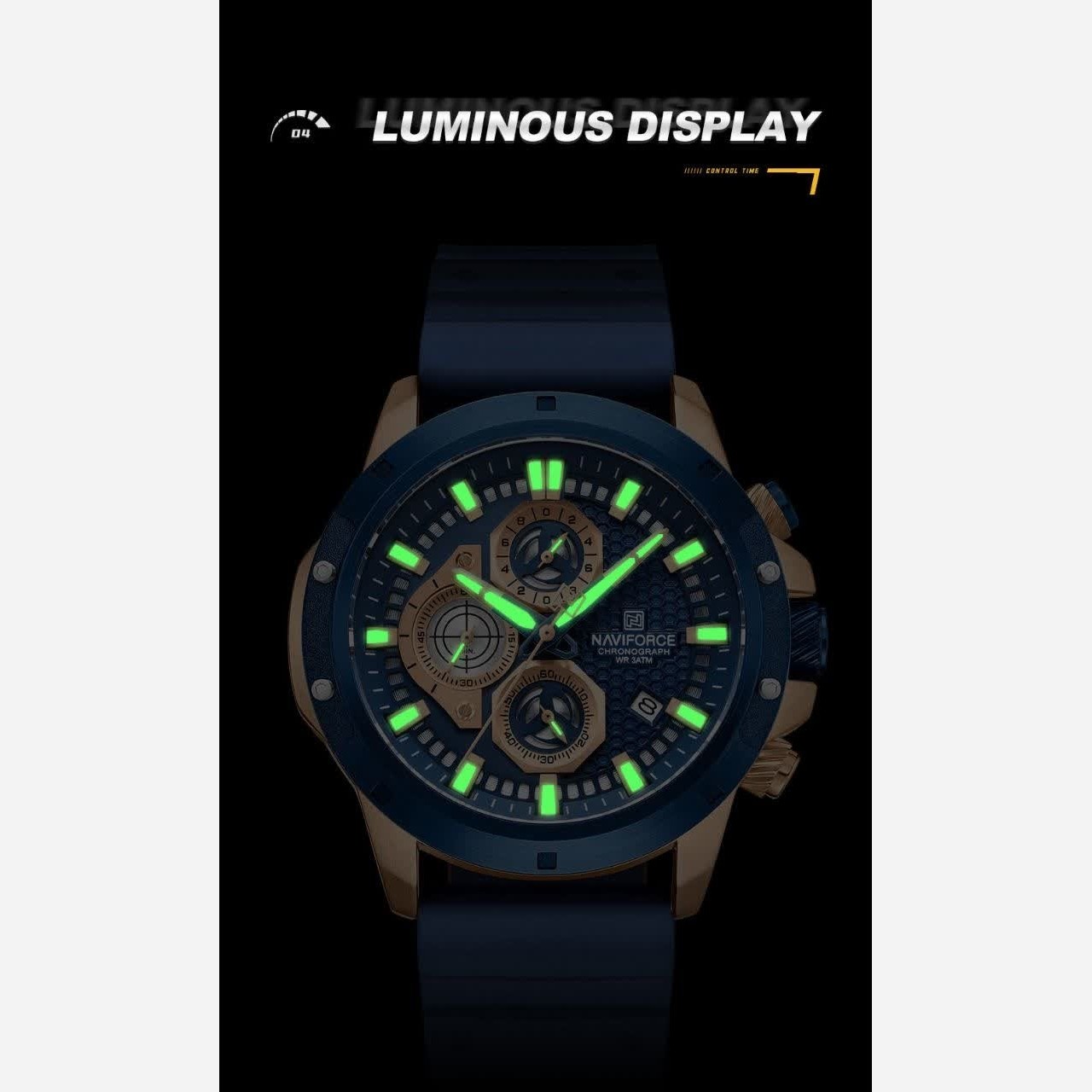 ساعت مچی کرنوگراف مردانه نیوی فورس NAVIFORCE مدل Nf8036 آبی