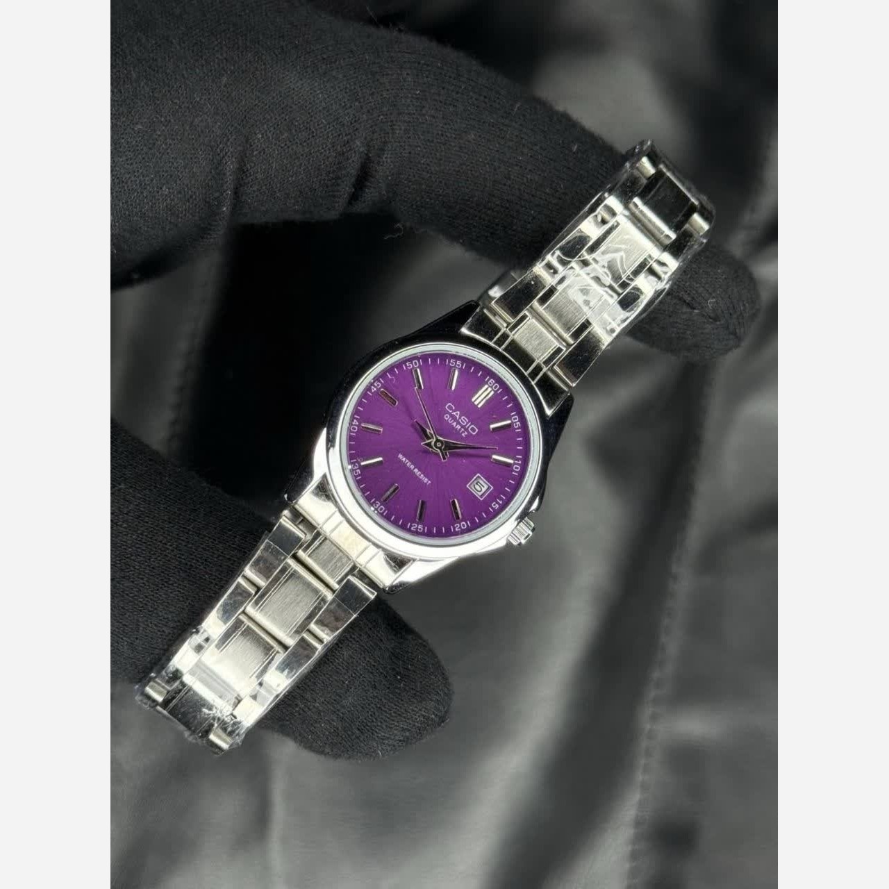 ساعت مچی زنانه کاسیو CASIO موتور ژاپنی صفحه بنفش + جعبه