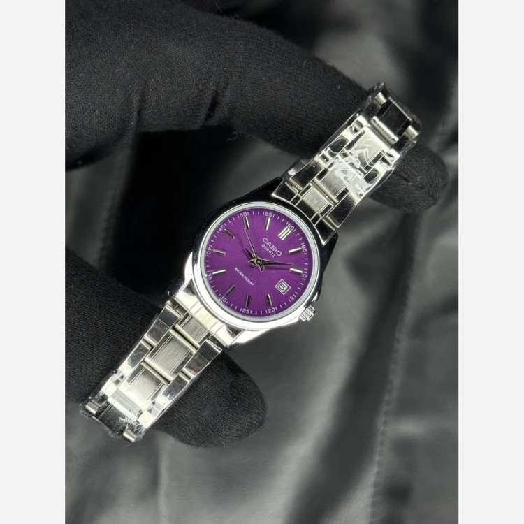 ساعت مچی زنانه کاسیو CASIO موتور ژاپنی صفحه بنفش + جعبه