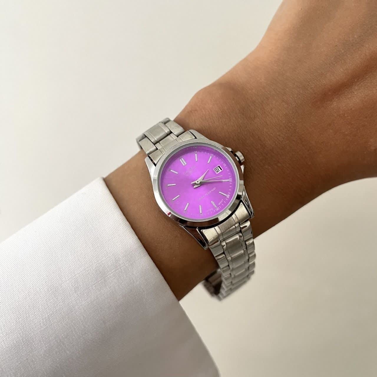 ساعت مچی زنانه کاسیو CASIO موتور ژاپنی صفحه بنفش + جعبه