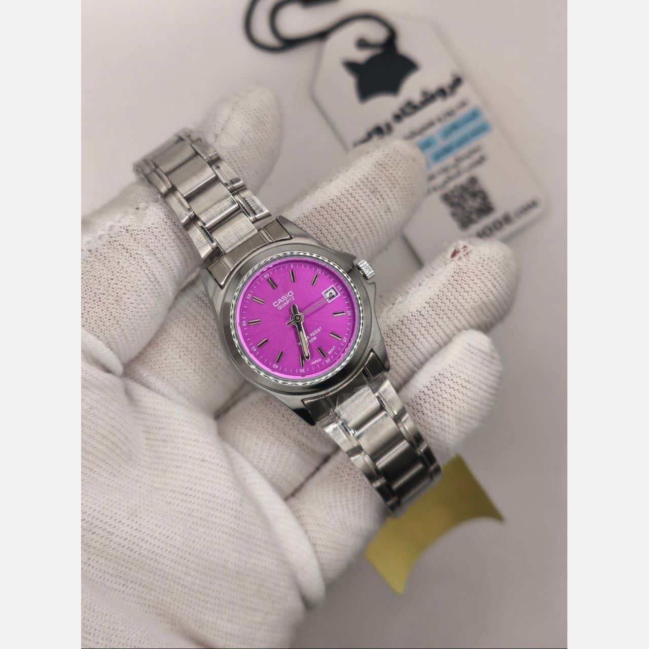 ساعت مچی زنانه کاسیو CASIO موتور ژاپنی صفحه بنفش + جعبه