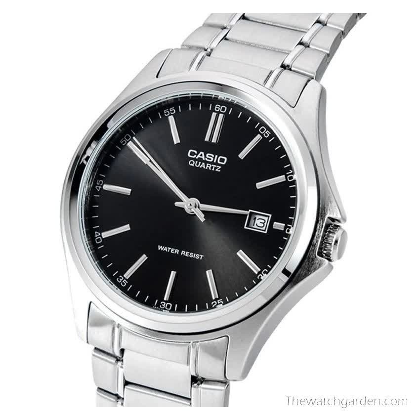 ساعت مچی زنانه کاسیو CASIO موتور ژاپنی بند نقره ای صفحه مشکی+ جعبه