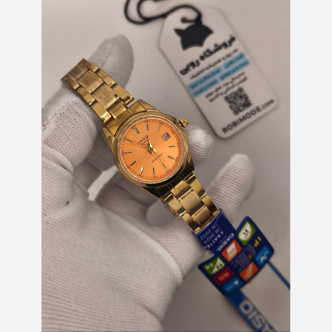 ساعت مچی زنانه کاسیو CASIO موتور ژاپنی بند طلایی + جعبه