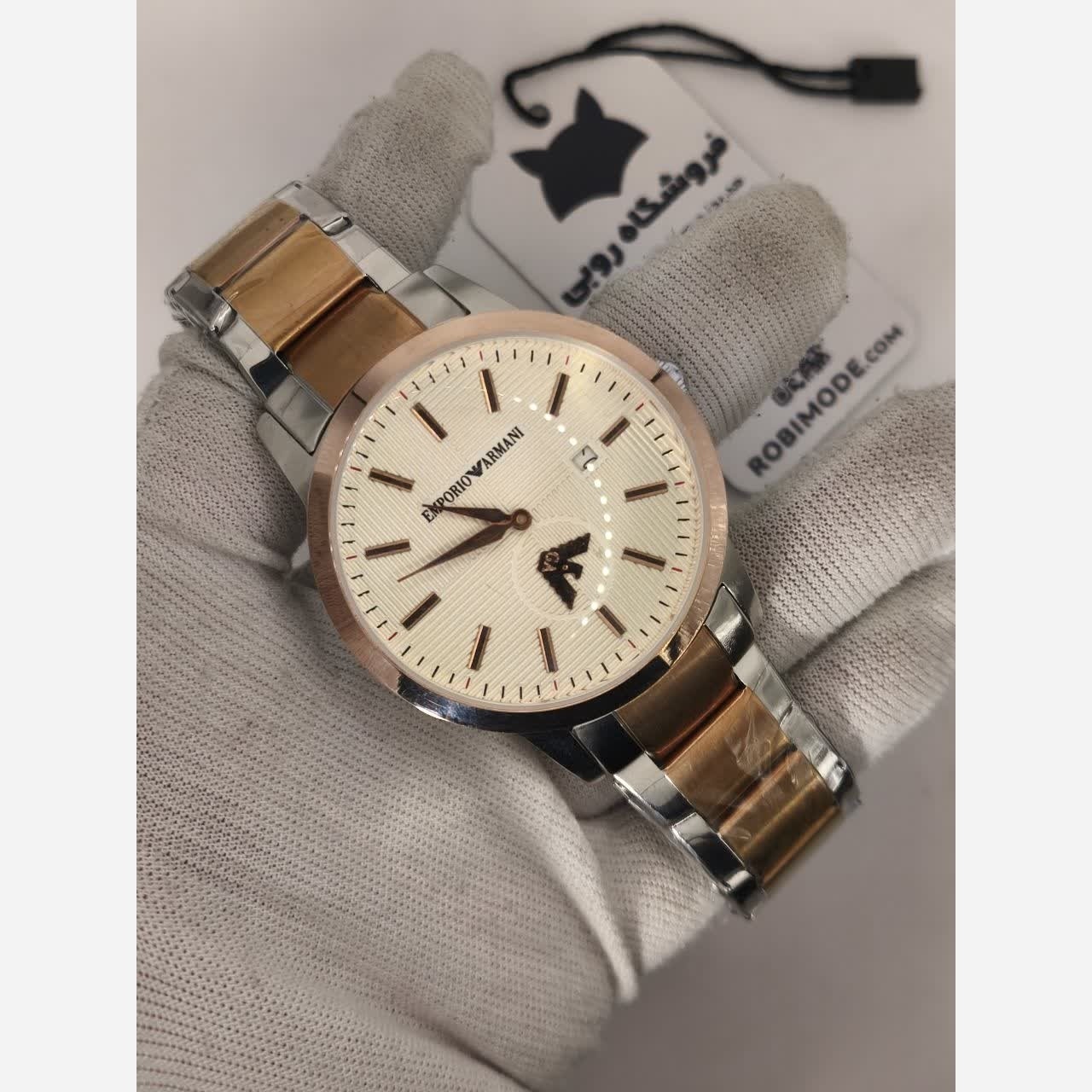 ساعت مچی مردانه امپریو آرمانی زیر ثانیه فعال EMPORIO ARMANI طلایی