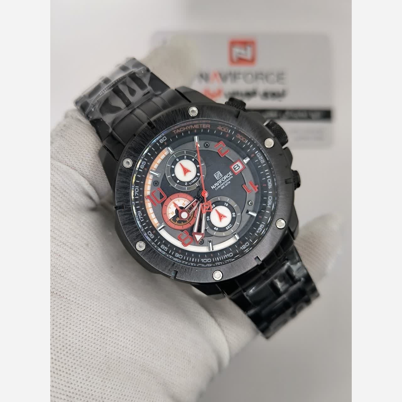 ساعت مچی کرنوگراف مردانه نیوی فورس NAVIFORCE مدل Nf8056 موتور ژاپنی مشکی