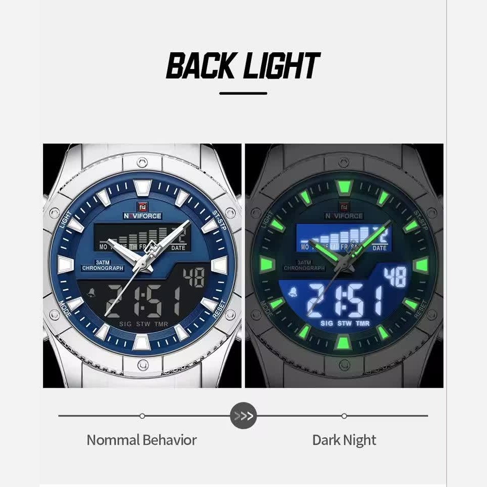 ساعت مچی مردانه عقربه ای و دیجیتال نیوی فورس NAVIFORCE مدل Nf9259 موتور ژاپنی