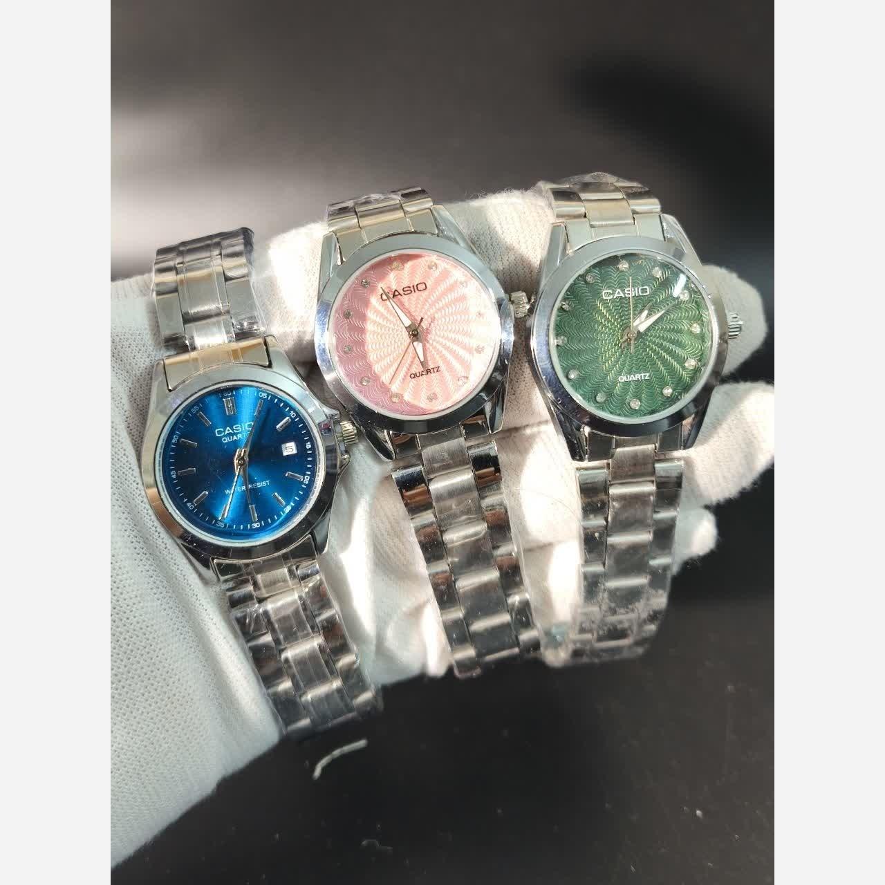 ساعت مچی دخترانه کاسیو CASIO صفحه سبز موتور ژاپنی