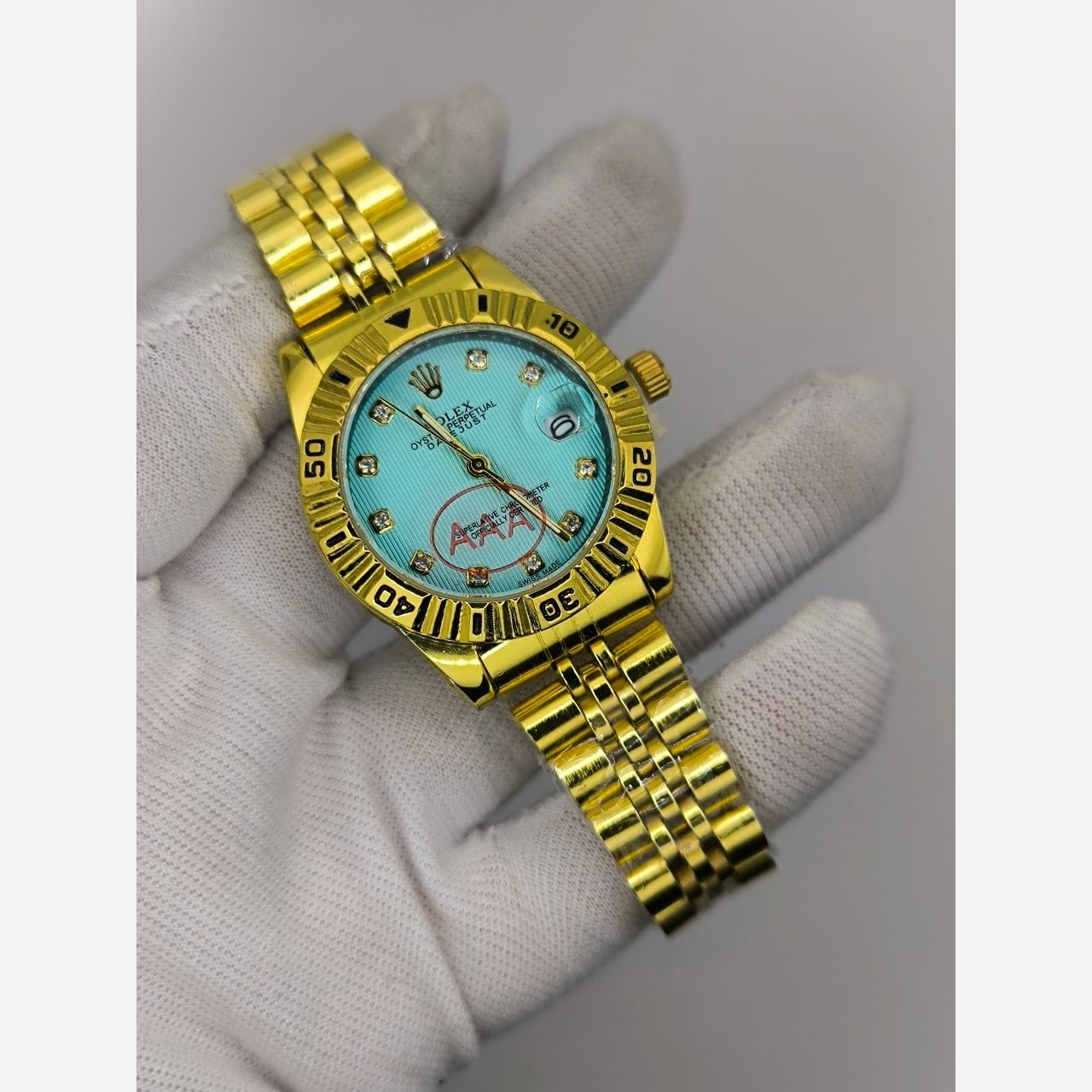 ساعت مچی زنانه رولکس Rolex دیت جاست AAA صفحه آبی
