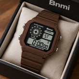 ساعت مچی کامپیوتری مردانه بنمی BNMI ضد آب قهوه ای