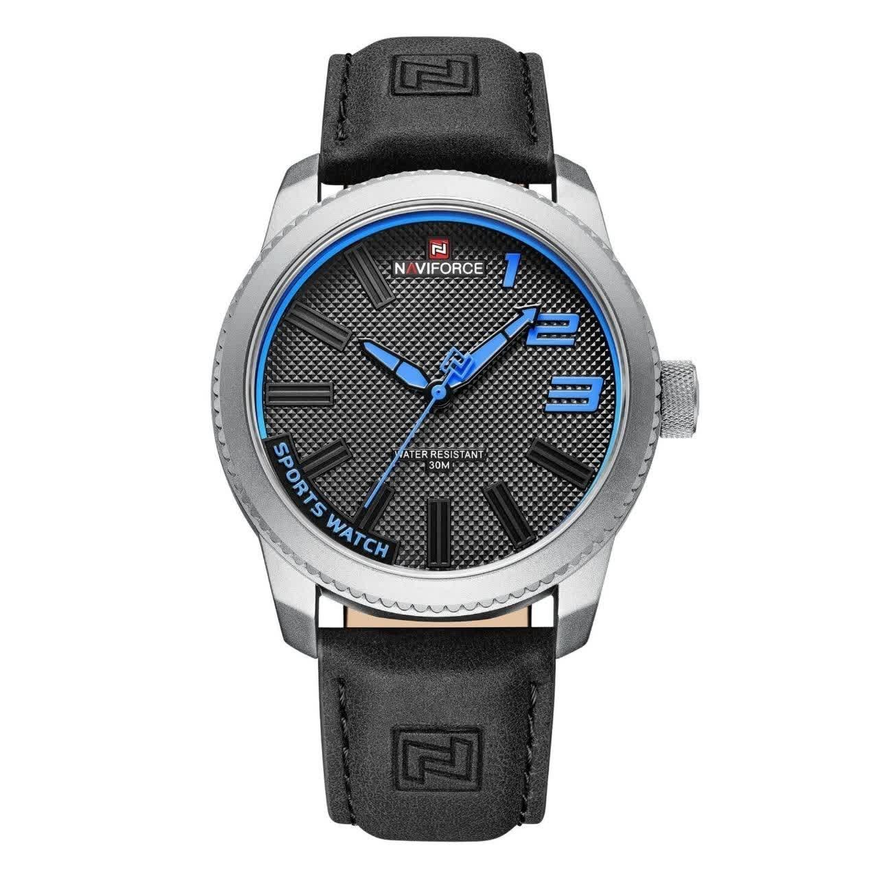 ساعت مچی مردانه نیوی فورس NAVIFORCE مدل nf9092 ژاپنی بند چرم مشکی