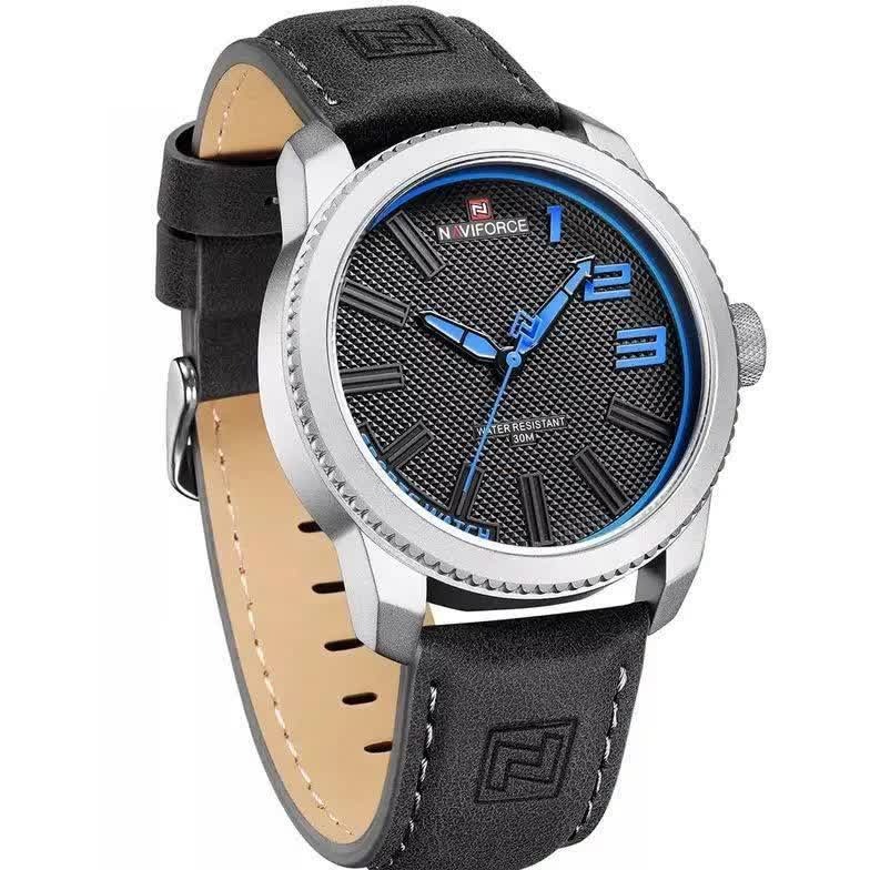 ساعت مچی مردانه نیوی فورس NAVIFORCE مدل nf9092 ژاپنی بند چرم مشکی
