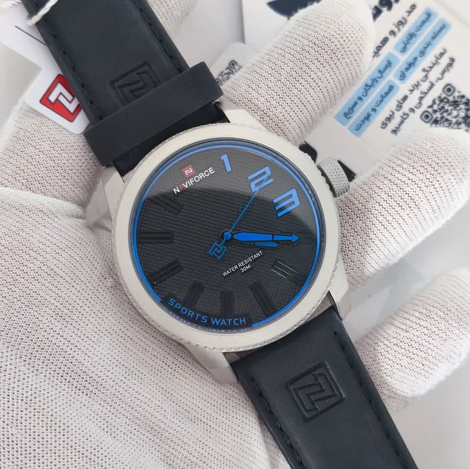 ساعت مچی مردانه نیوی فورس NAVIFORCE مدل nf9092 ژاپنی بند چرم مشکی