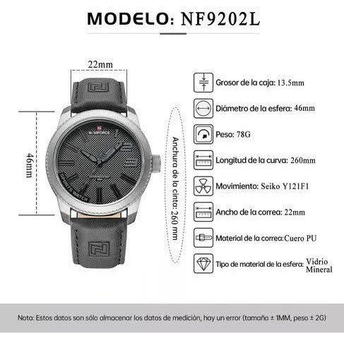 ساعت مچی مردانه نیوی فورس NAVIFORCE مدل nf9092 ژاپنی بند مشکی