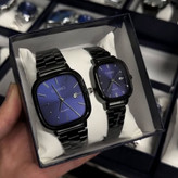 ست ساعت مچی زنانه و مردانه کاسیو اولدمانی CASIO موتور ژاپنی مشکی آبی + جعبه