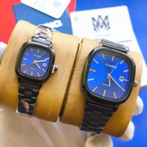 ست ساعت مچی زنانه و مردانه کاسیو اولدمانی CASIO موتور ژاپنی مشکی آبی + جعبه