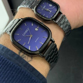 ست ساعت مچی زنانه و مردانه کاسیو اولدمانی CASIO موتور ژاپنی مشکی آبی + جعبه