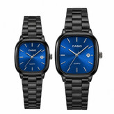 ست ساعت مچی زنانه و مردانه کاسیو اولدمانی CASIO موتور ژاپنی مشکی آبی + جعبه
