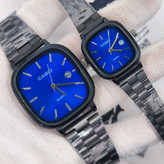 ست ساعت مچی زنانه و مردانه کاسیو اولدمانی CASIO موتور ژاپنی مشکی آبی + جعبه
