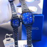 ست ساعت مچی زنانه و مردانه کاسیو اولدمانی CASIO موتور ژاپنی مشکی آبی + جعبه