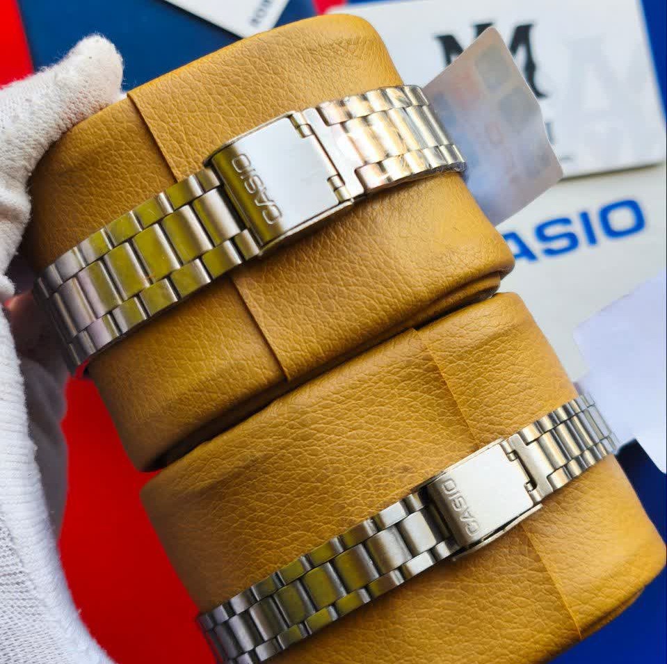 ست ساعت مچی زنانه و مردانه کاسیو اولدمانی CASIO موتور ژاپنی صفحه آبی + جعبه