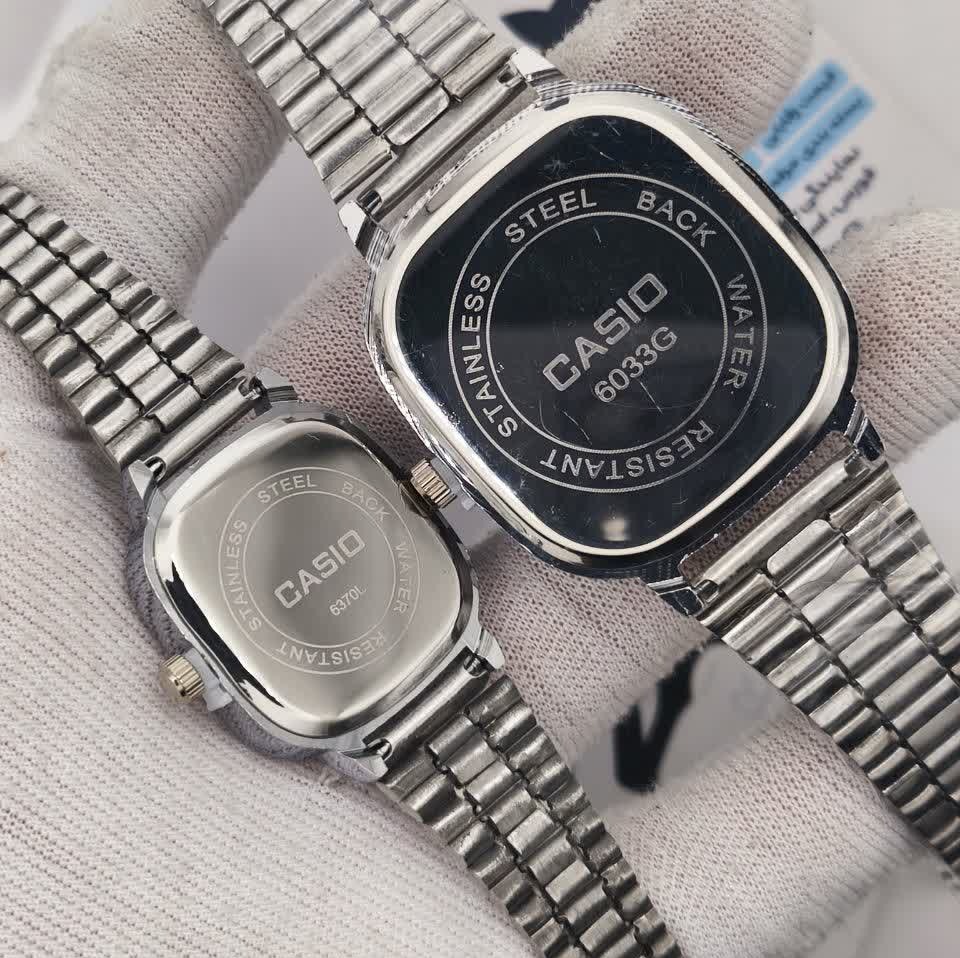 ست ساعت مچی زنانه و مردانه کاسیو اولدمانی CASIO موتور ژاپنی صفحه قرمز + جعبه