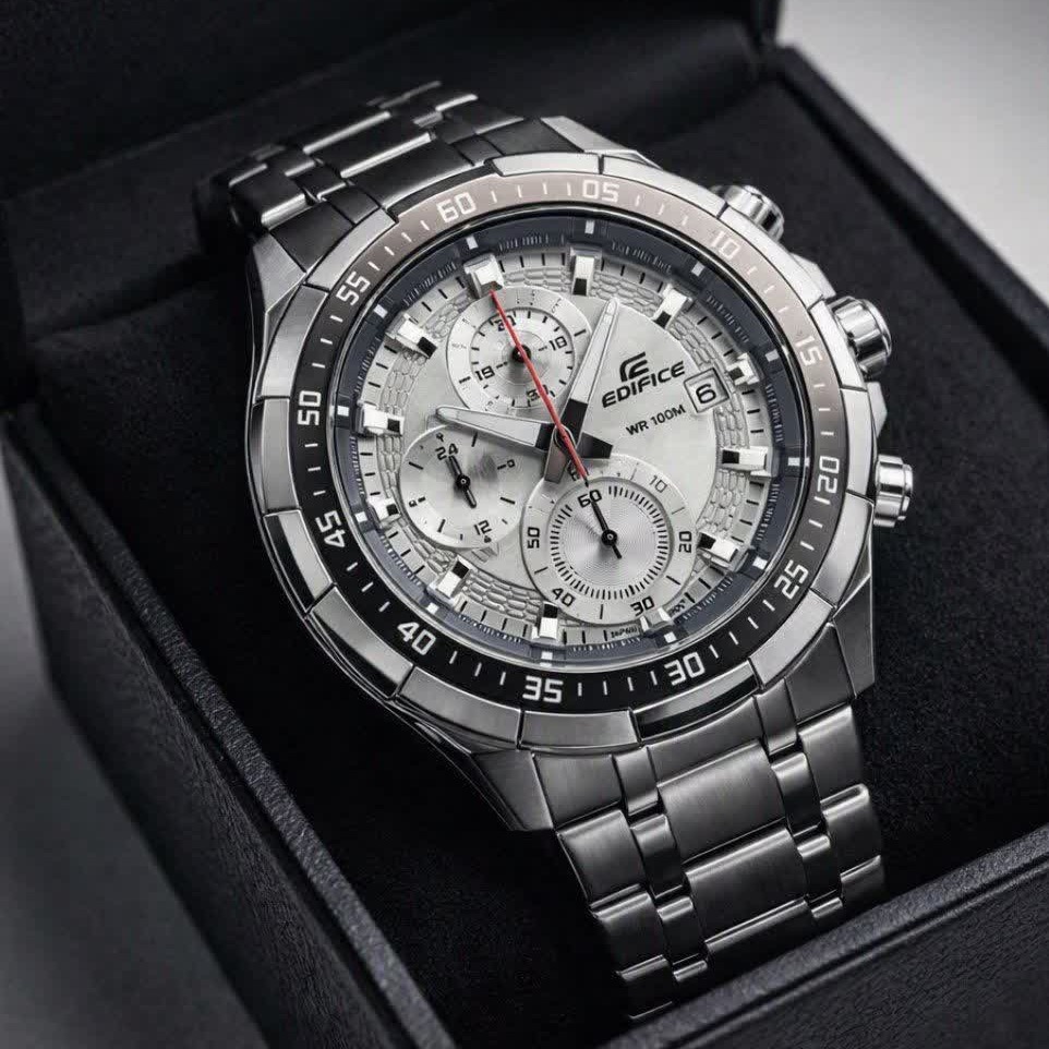 ساعت مچی سه موتوره مردانه کاسیو ادیفایس CASIO EDIFICE صفحه طوسی موتور ژاپن