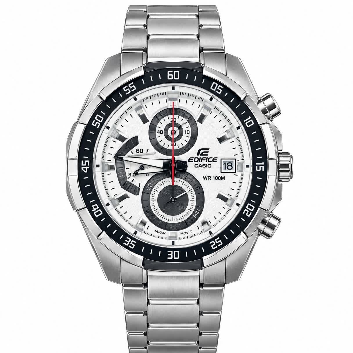 ساعت مچی سه موتوره مردانه کاسیو ادیفایس CASIO EDIFICE صفحه سفید موتور ژاپن