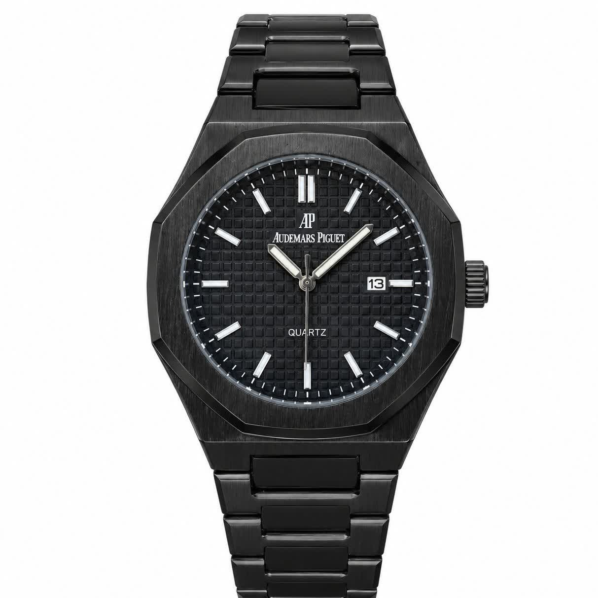 ساعت مچی عقربه ای مردانه اودمار پیگه Audemars Piguet فول مشکی + + فول پک