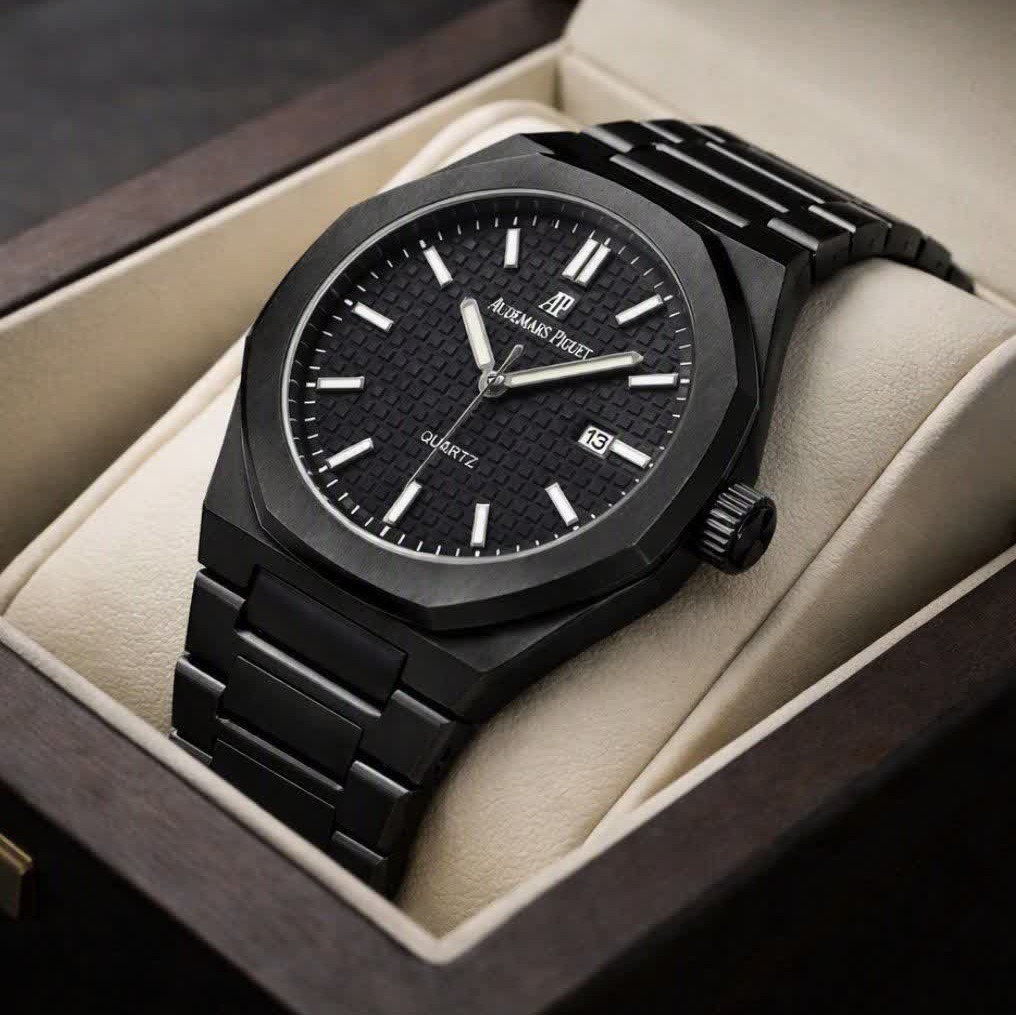ساعت مچی عقربه ای مردانه اودمار پیگه Audemars Piguet فول مشکی + + فول پک