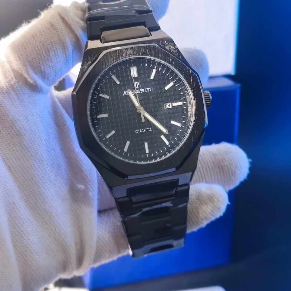 ساعت مچی عقربه ای مردانه اودمار پیگه Audemars Piguet فول مشکی + + فول پک