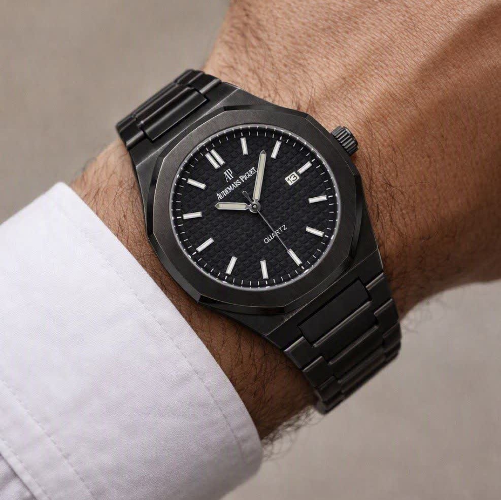 ساعت مچی عقربه ای مردانه اودمار پیگه Audemars Piguet فول مشکی + + فول پک
