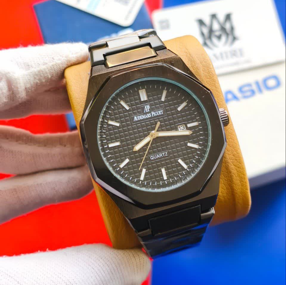 ساعت مچی عقربه ای مردانه اودمار پیگه Audemars Piguet فول مشکی + + فول پک