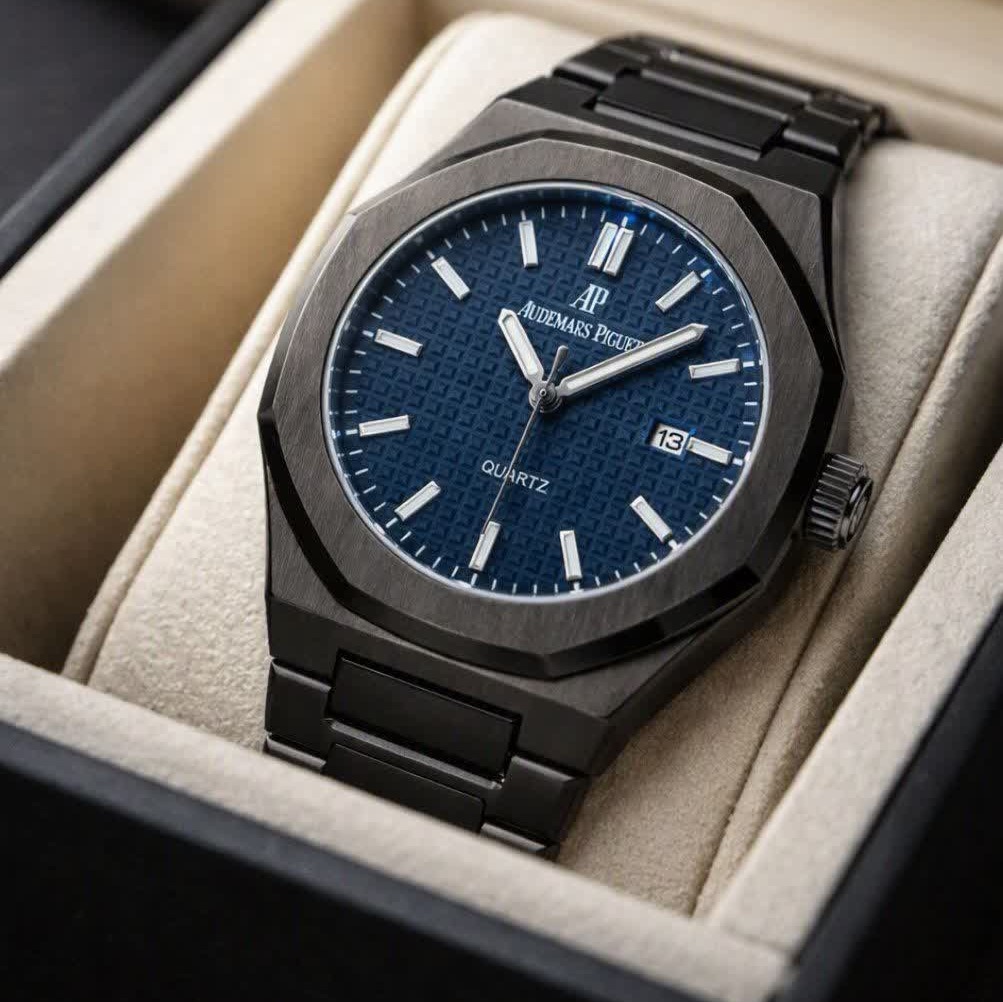 ساعت مچی عقربه ای مردانه اودمار پیگه Audemars Piguet مشکی سرمه ای + + فول پک