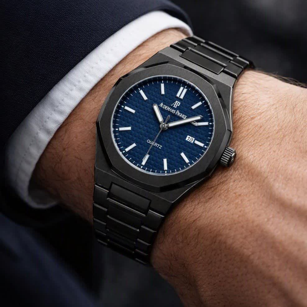ساعت مچی عقربه ای مردانه اودمار پیگه Audemars Piguet مشکی سرمه ای + + فول پک