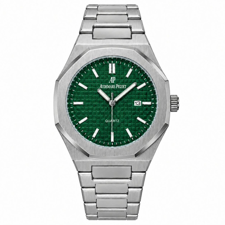ساعت مچی عقربه ای مردانه اودمار پیگه Audemars Piguet نقره ای سبز + + فول پک