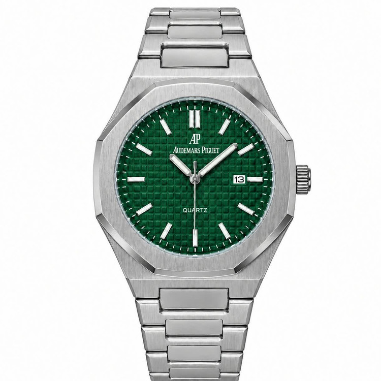 ساعت مچی عقربه ای مردانه اودمار پیگه Audemars Piguet نقره ای سبز + + فول پک