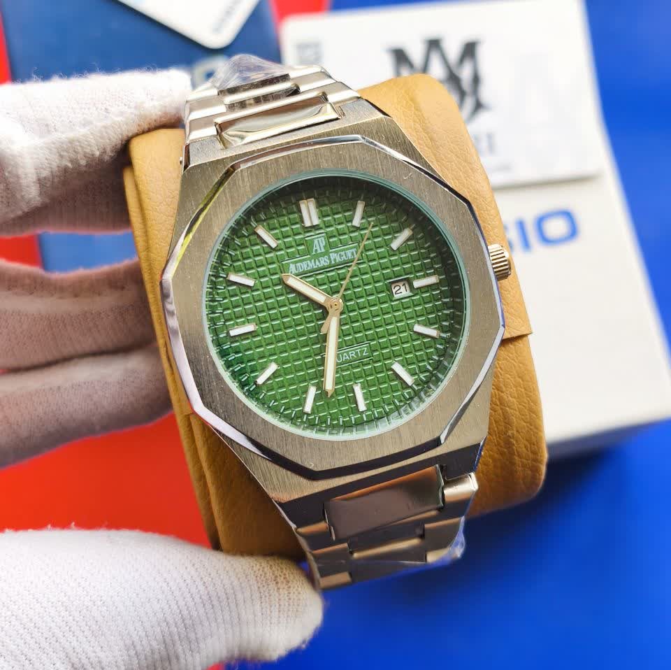 ساعت مچی عقربه ای مردانه اودمار پیگه Audemars Piguet نقره ای سبز + + فول پک