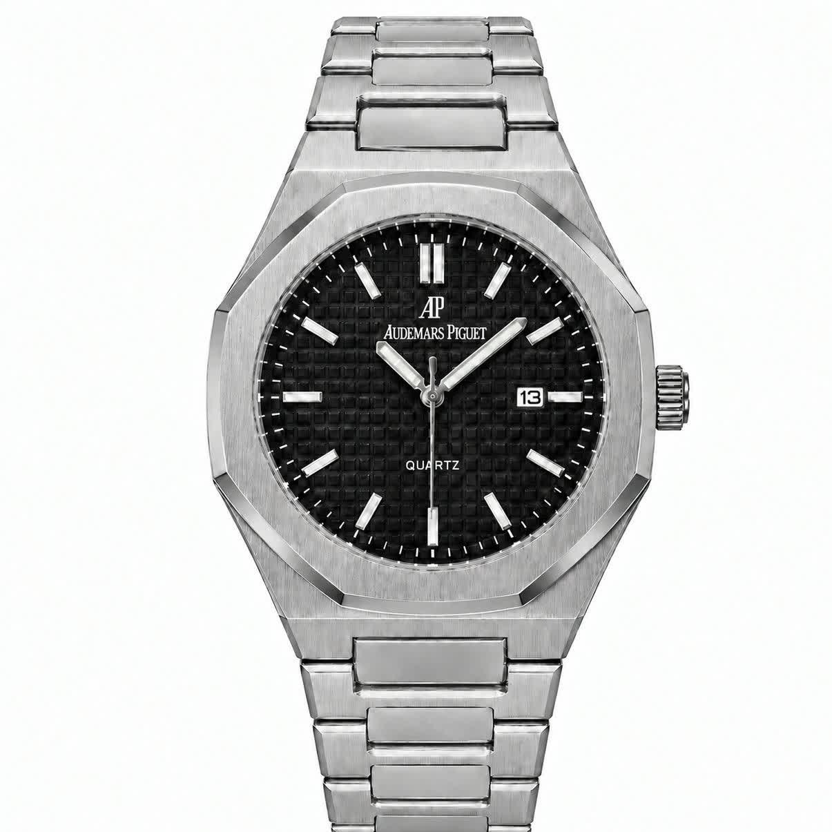ساعت مچی عقربه ای مردانه اودمار پیگه Audemars Piguet نقره ای مشکی+ + فول پک