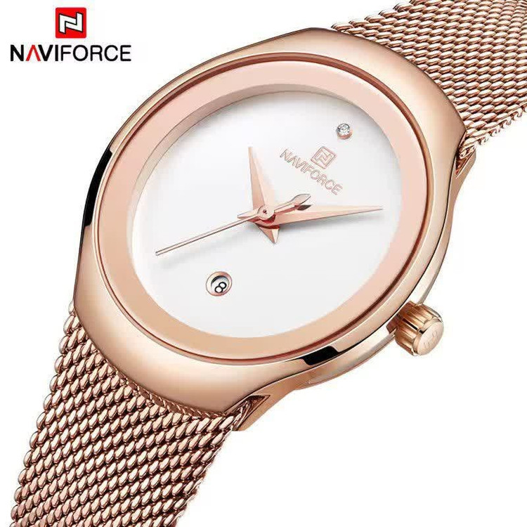 ساعت مچی عقربه ای زنانه نیوی فورس NAVIFORCE مدل Nf5004 رزگلد